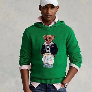 Green Sweater with Bear Design